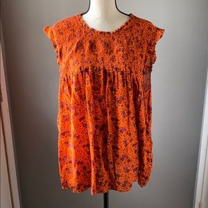 Orange Printed Smock Top